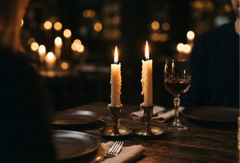 Detalle de iluminación y montaje de mesa